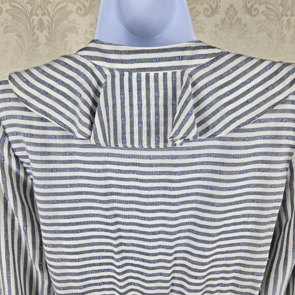 Veronica Beard Size 0 Kai Swiss Dot Striped Dress Long Sleeve Ruched Ruffle - Picture 9 of 16